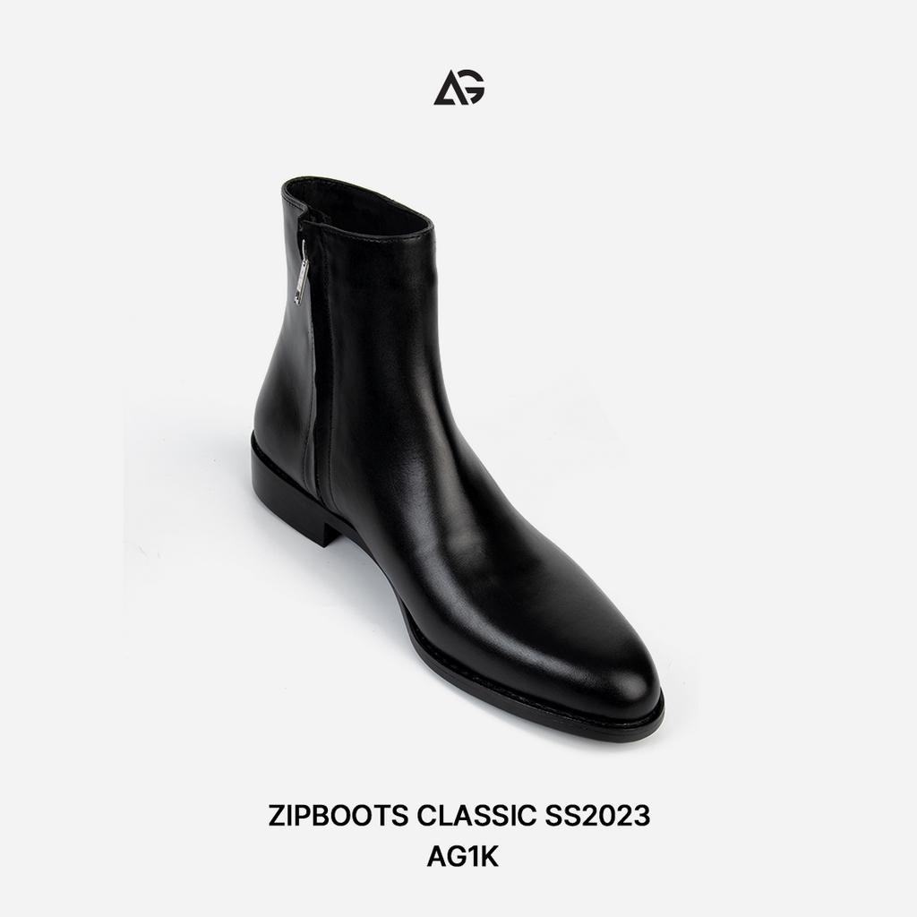 Giày boots nam cao cấp da bò nhập khẩu Zip boots handmade August shoes AG1K chính hãng bảo hành 12 tháng