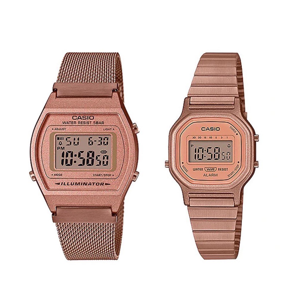Đồng hồ nữ Casio B640 màu Rose Gold phiên bản dây lưới