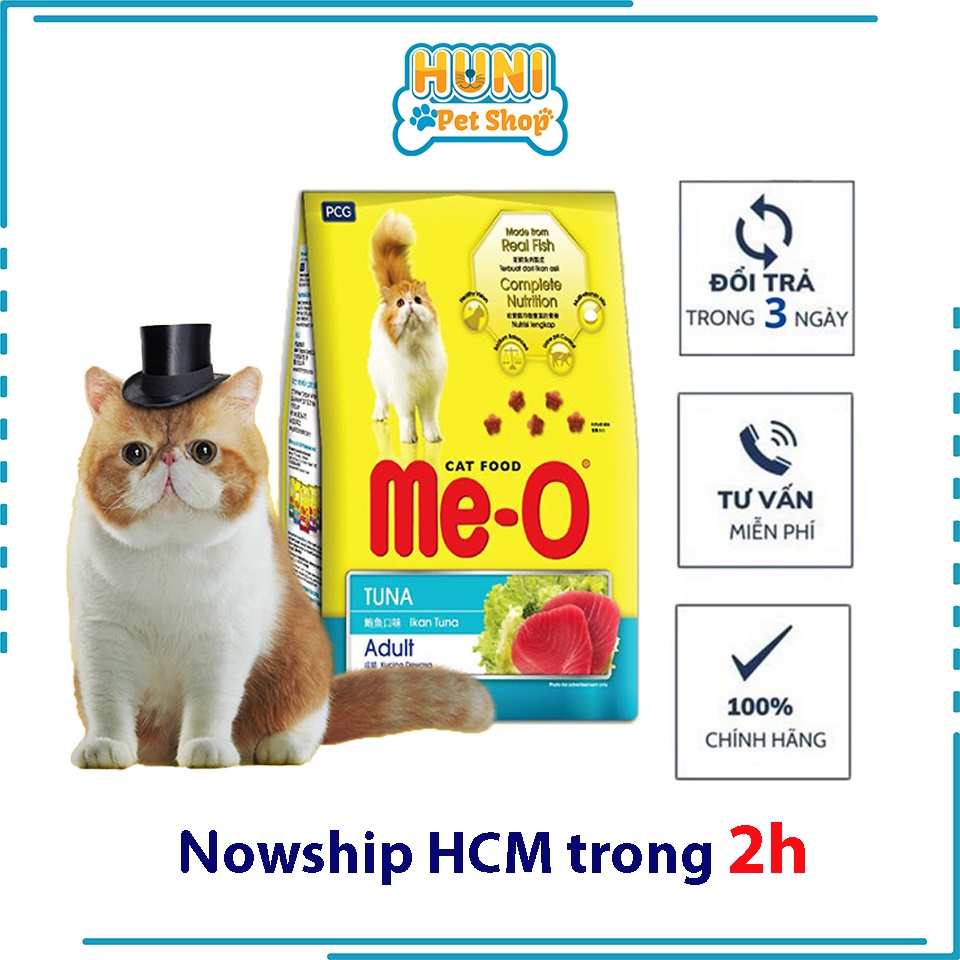 Thức ăn cho mèo lớn MEO đồ ăn hạt Me-o Adult vị hải sản, cá ngừ, cá thu gói 1.2kg - Huni Petshop