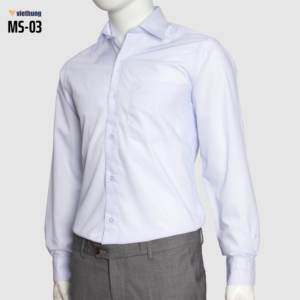 Áo Sơ Mi Nam Dài Tay Công Sở VIỆT HƯNG Chất Vải Ion Mỹ Màu Trắng Kiểu Dáng Suông Cổ Điển Vạt Ngang MS03 | BigBuy360 - bigbuy360.vn