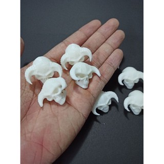 Set 5 Đầu lâu quỷ 2 sừng trâu cao 19mm bằng nhựa, tỉ lệ 1:12, trang trí chuồng bò sát, kinh dị, decor