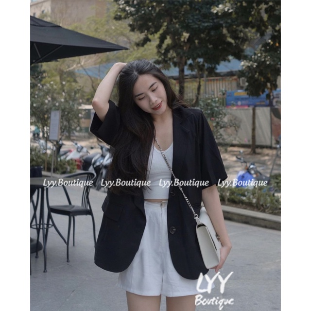 Áo blazer nữ tay ngắn form rộng oversize chất tuyết Hàn Quốc túi nắp 4 màu hot hit LYY BOUTIQUE
