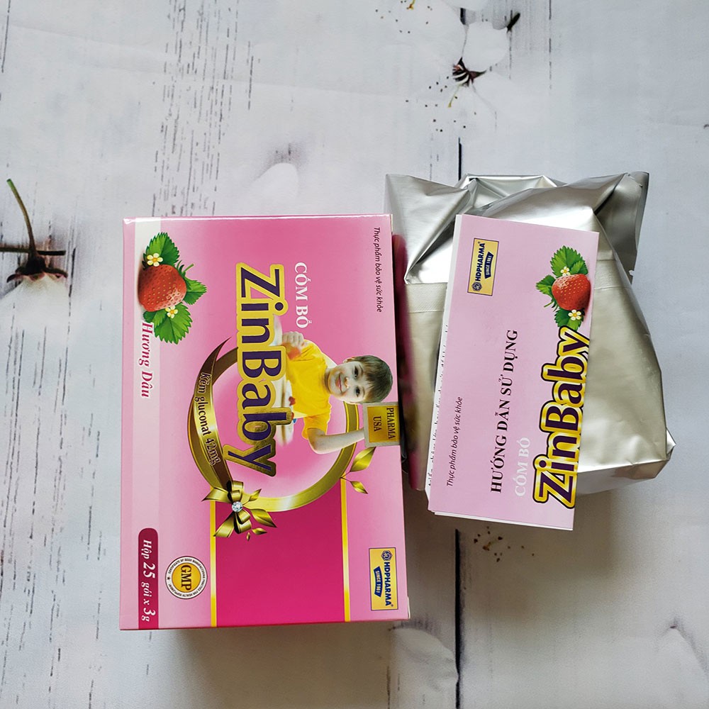 Cốm Bổ ZinBaby cho trẻ biếng ăn, ăn kém, suy dinh dưỡng chậm lớn, hay ốm do sức đề kháng kém hộp 25 gói