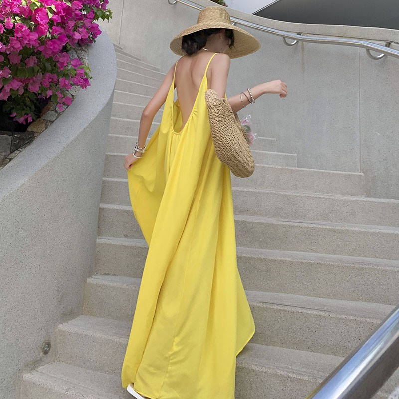 JANE'S Đầm maxi vàng xoè đi biển cực sang T175 feelback cuối | BigBuy360 - bigbuy360.vn