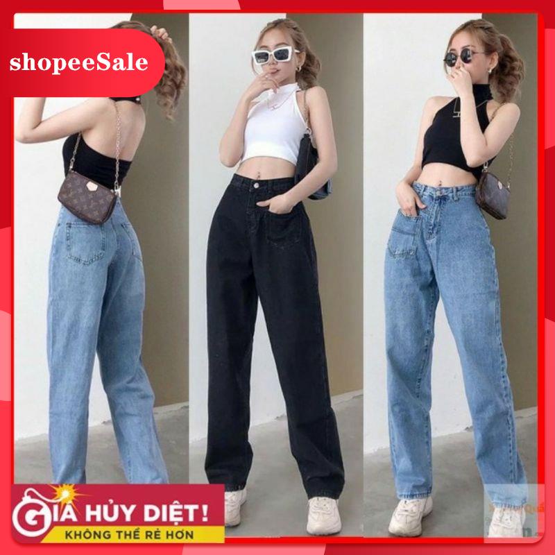Quần Jean Nữ ⚡Dáng Suông ⚡ Cạp Cao Thời Trang Chất Đẹp