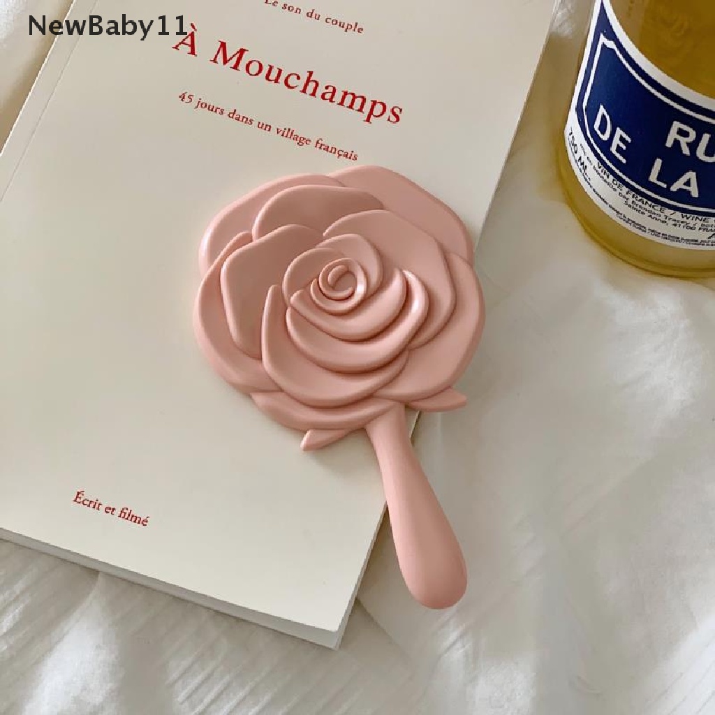 [Hàng mới về] Gương trang điểm cầm tay thiết kế hình hoa hồng phong cách vintage