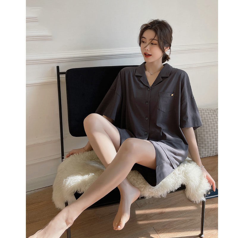 Bộ Đồ Ngủ Tay Ngắn Chất Liệu Cotton Phong Cách Nhật Bản Thời Trang Mùa Hè Cho Nữ | BigBuy360 - bigbuy360.vn