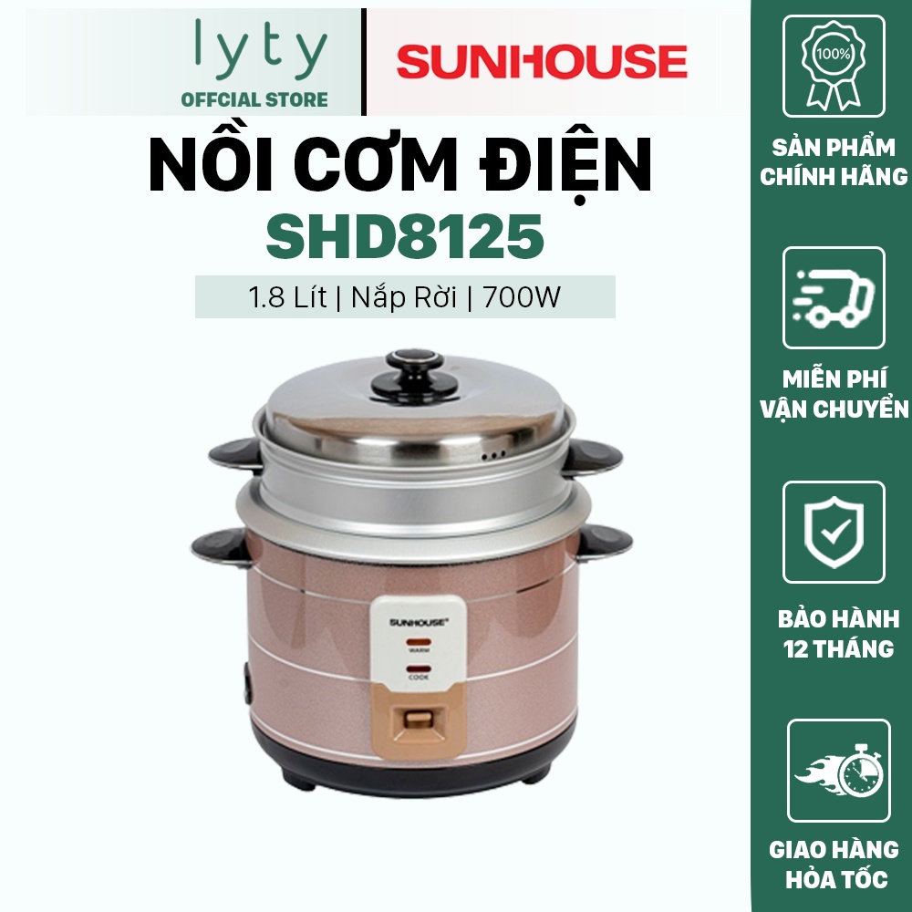 Nồi cơm nắp rời có xửng hấp 1.8L | 2.2L Sunhouse SHD8125 | SHD8135 -