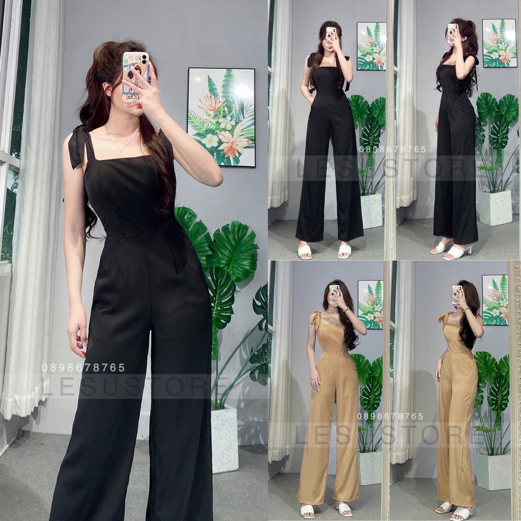 ẢNH TỰ CHỤP Jumpsuit dáng dài 2 dây thắt nơ