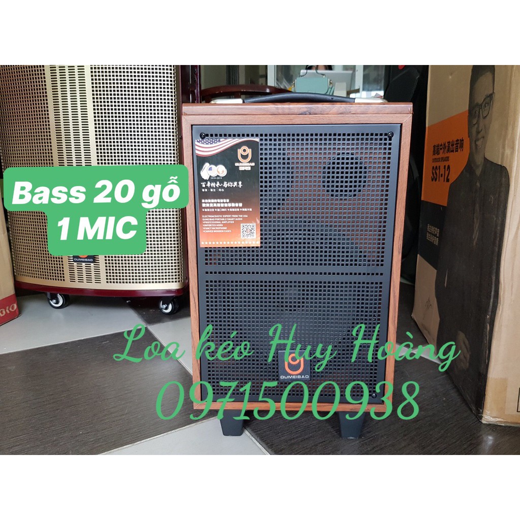 CÓ VIDEO Loa Kéo Di Động Xách tay OUMEIBAO A-8, BASS 20, THÙNG GỖ, KÈM 1 MIC