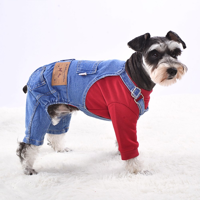 Bộ Áo Liền Quần Vải Jean Denim Dành Cho Thú Cưng Chó Nhỏ