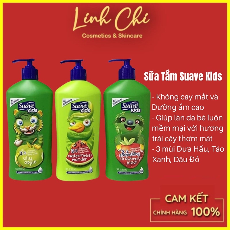 Sữa Tắm Gội Xả 3 in 1 Suave Kids 532ml/1200ml