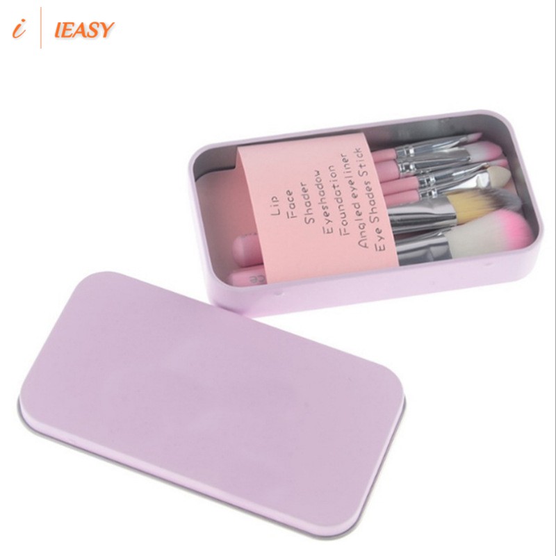 (Hàng Mới Về) Bộ 7 Cọ Trang Điểm Kèm Hộp Đựng Bằng Sắt Màu Hồng Dành Cho Nữ | BigBuy360 - bigbuy360.vn