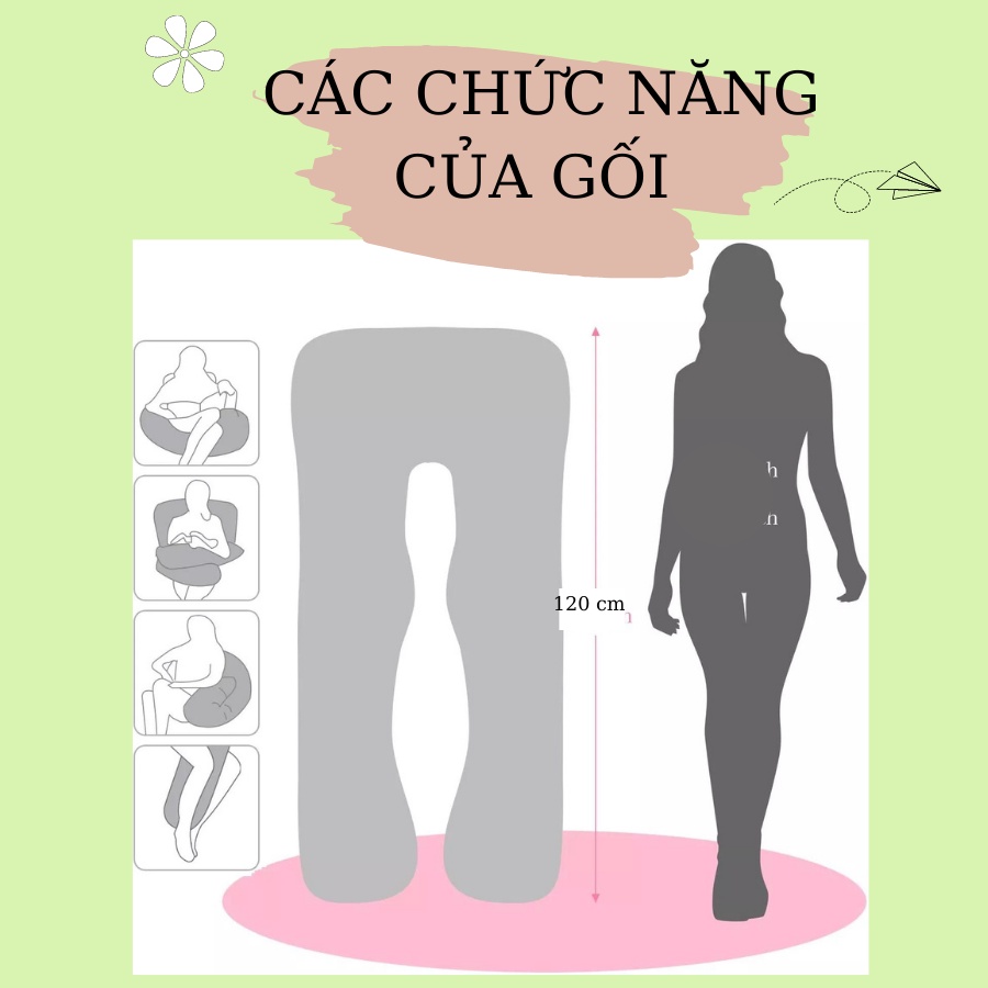 Gối Chữ U Cho Mẹ Bầu GOLDCAT Giúp Ngủ Ngon, Lưu Thông Máu Tốt Hơn Và Thoải Mái Khi Nằm