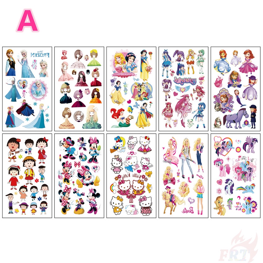 ✿ Miếng Dán Hình Xăm Tạm Thời Họa Tiết Hoạt Hình Dễ Thương ✿ Set 10 Tấm Hình Xăm Dán Chống Thấm Nước Độc Đáo