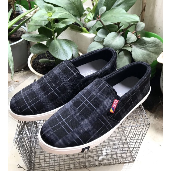 Giày lười vải nam mẩu mới, họa tiết caro, mã LV13, size từ 38 -43, màu xám đen sang trọng trẻ trung