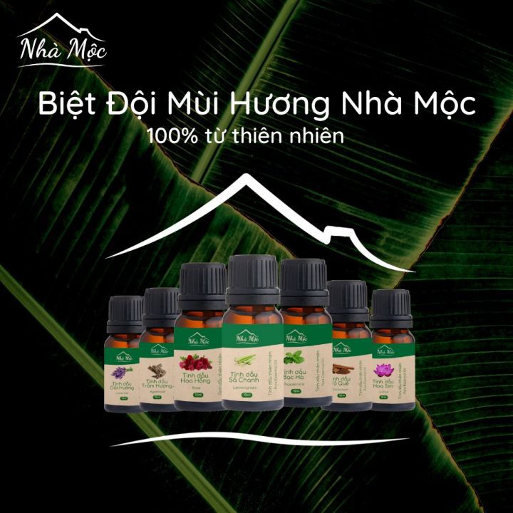 Tinh dầu Nhà Mộc nguyên chất các mùi, tinh dầu Sả Chanh, Bạc Hà nguyên chất 10ml - QUEENHOUSE