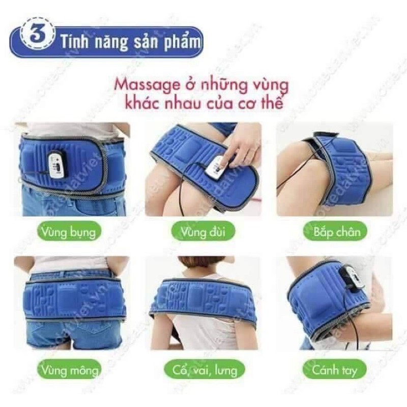 Đai Massage Rung 5X Giảm Béo Toàn Thân Vật Liệu Hàn Quốc Màu Xanh