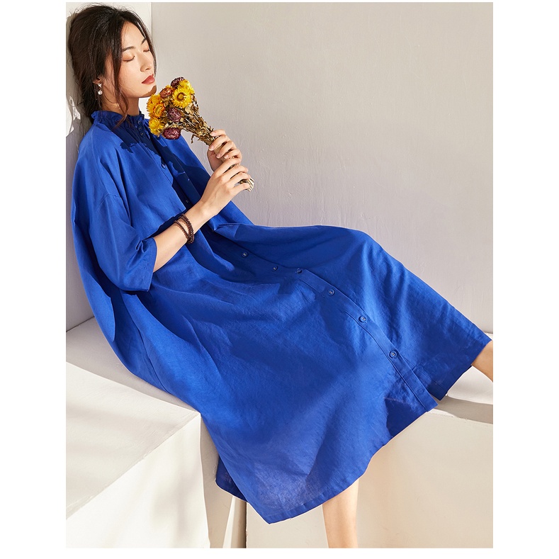 Váy đầm nữ linen thiết kế tay lỡ dáng suông Gemmi Fashion, DK8372
