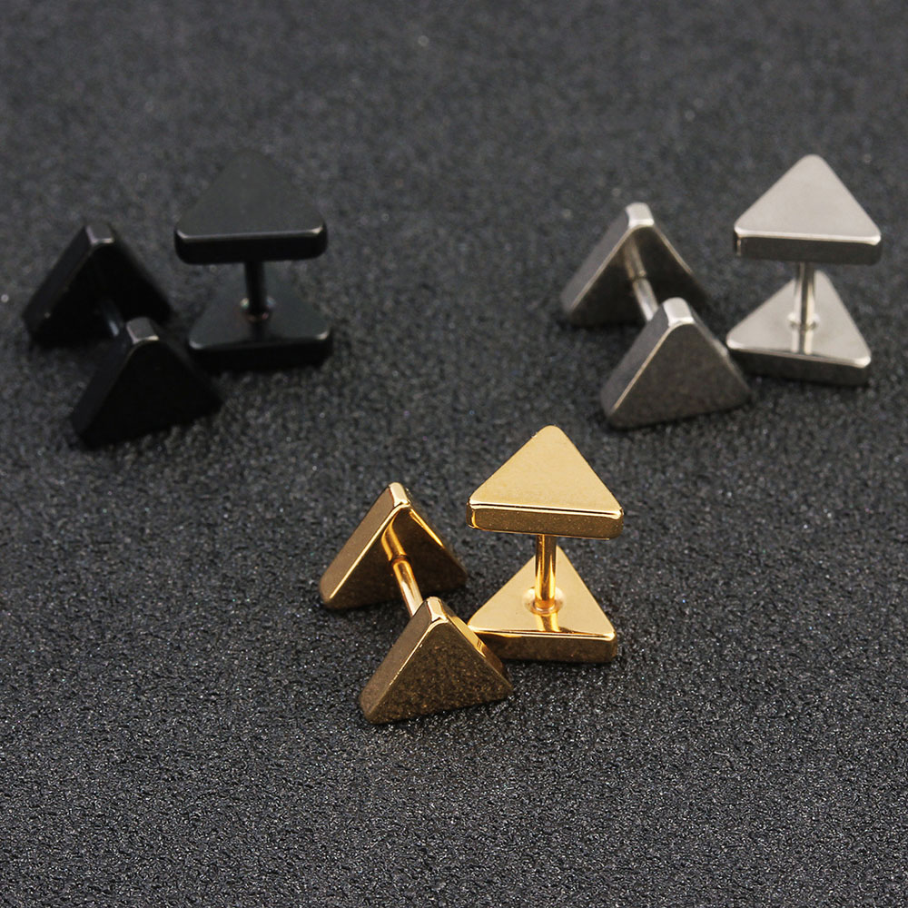 Khuyên Tai Thép Không Gỉ Họa Tiết Hình Học Thời Trang