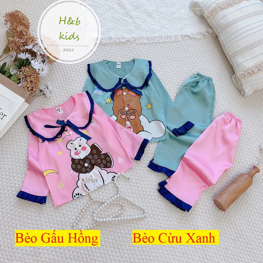 [6kg -18kg ] [ Mã Độc Quyền ] Bộ Mặc Nhà Lụa dài tay cao cấp -  Pijama Lụa 3D Cao Cấp Cho Bé