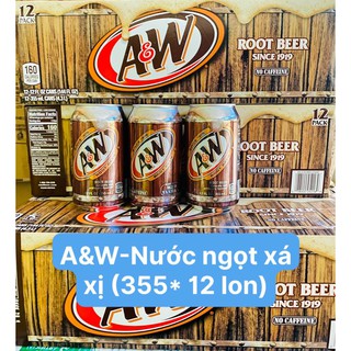 Lốc 12 lon Nước Ngọt Xá Xị A&W Mỹ 355ml