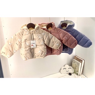 Áo Phao Cho Bé Tai Gấu Chất Siêu Nhẹ Siêu Ấm, Kiểu Dáng Basic Áo Khoác Mùa Đông Cho Bé Trai Bé Gái - CỰC XINH