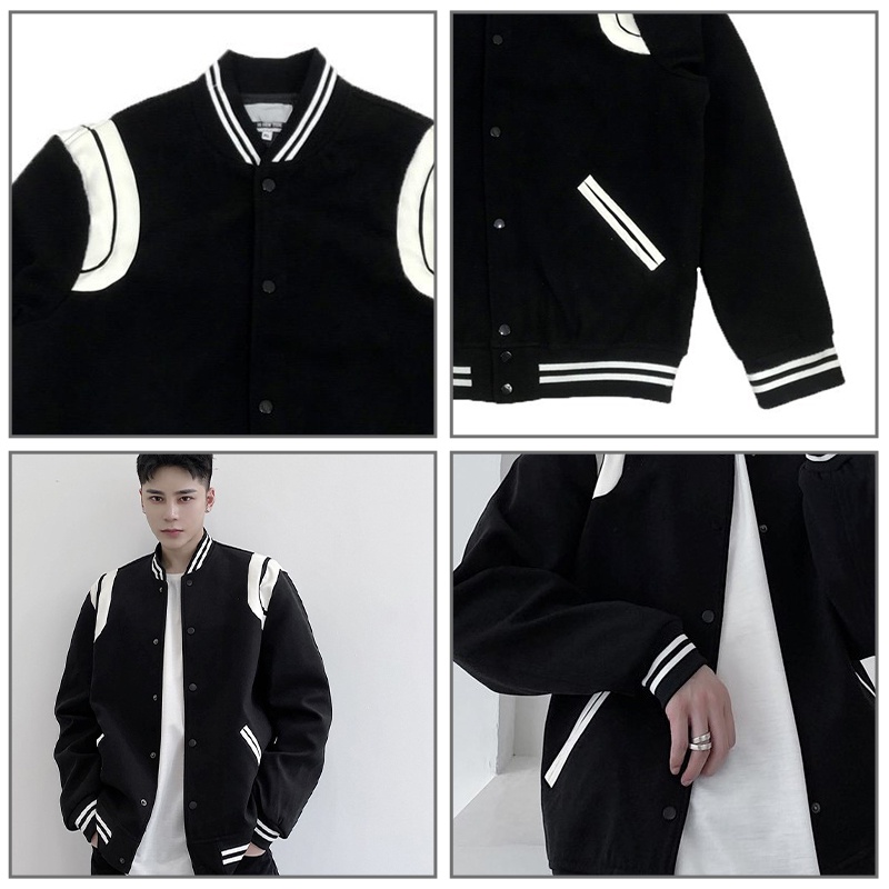 Áo khoác bóng chày dáng rộng phong cách Hàn Quốc thời trang xuân thu cho nam