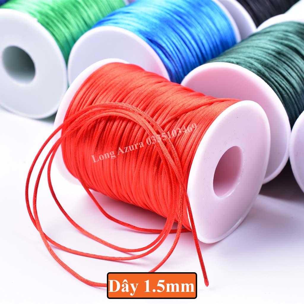 Dây làm vòng tay, Long Azura, đủ cỡ 1mm, 2mm, 2.5mm, vòng tay đôi, cặp, nam, nữ, handmade, chỉ đỏ, may mắn