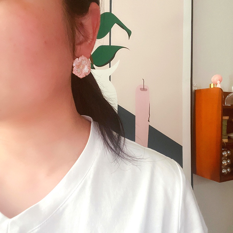 [Hàng Mới] Bông Tai Tráng Men Hình Hoa Phong Cách Retro