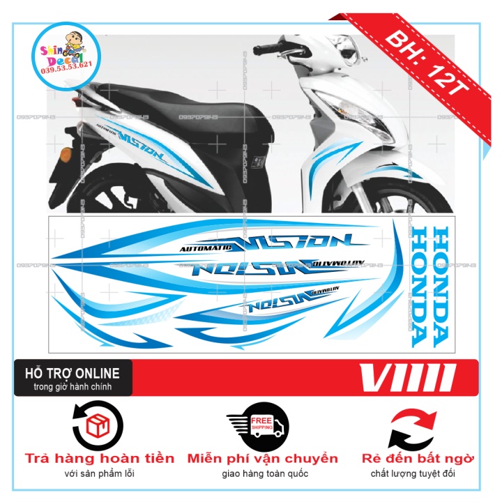 TEM XE VISION 2012 CHỈ XANH -- SHIN DECAL 2