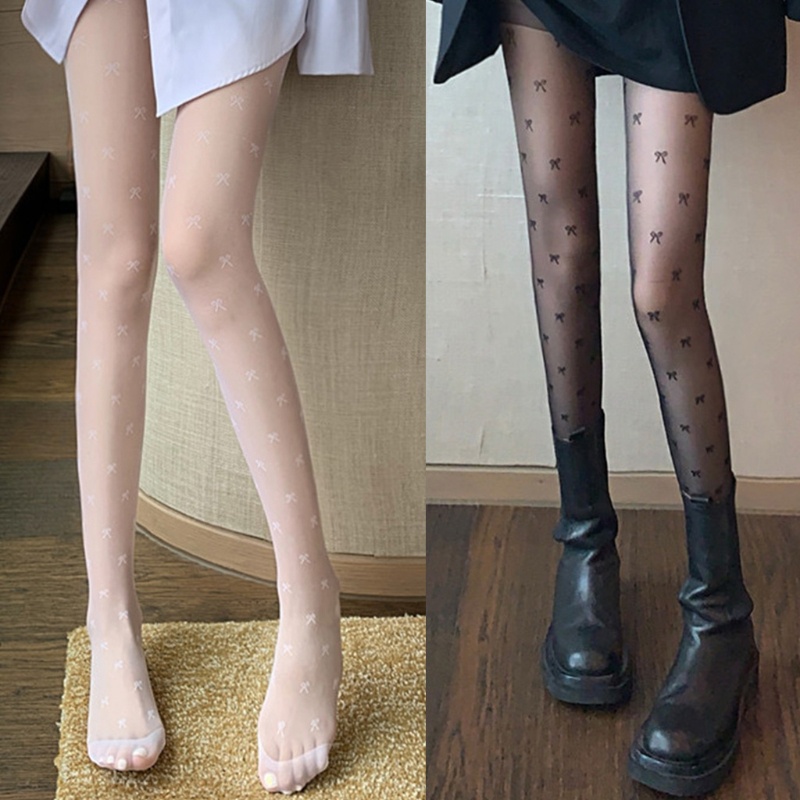 Xixi Quần Tất Mỏng Co Giãn Đính Nơ Phong Cách Gothic Nhật Bản Thời Trang Mùa Hè Quyến Rũ Dành Cho Nữ