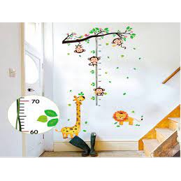 Decal dán tường Đo chiều cao khỉ đu dây