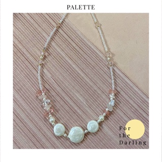 Vòng cổ Handmade mix trai dẹt và đá vụn Citrine HMVC013