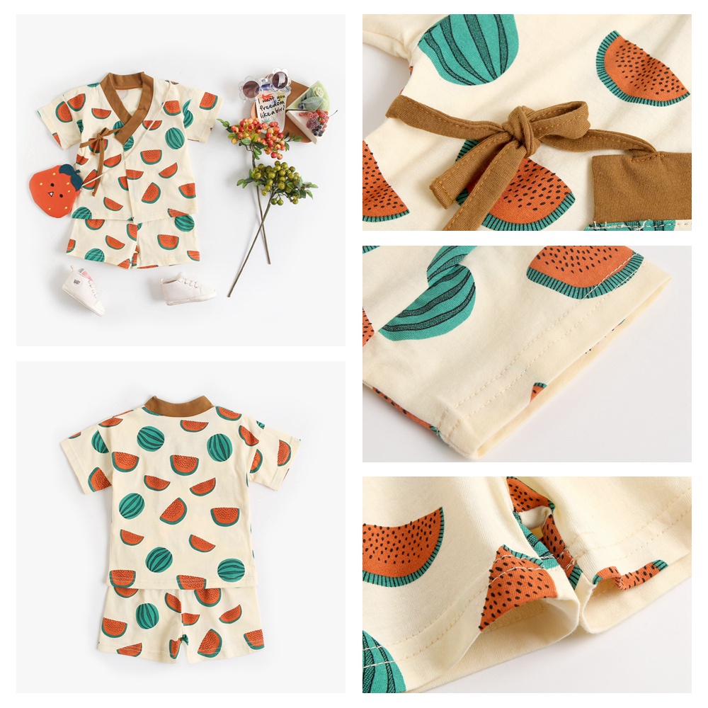 Bộ đồ ngủ 2 món Sanlutoz chất liệu cotton thời trang mùa hè dễ thương dành cho trẻ em