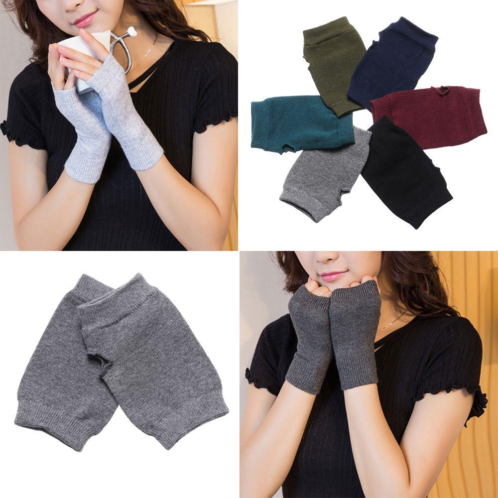 LAYOR1 Găng Tay Len Hở Ngón Giữ Ấm Mùa Thu Đông