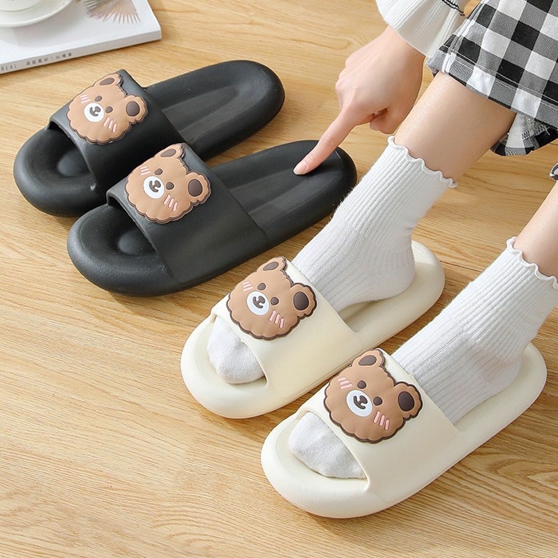 Dép nữ - dép bánh mì nữ hình gấu đế cao siêu êm chống trơn trượt cute