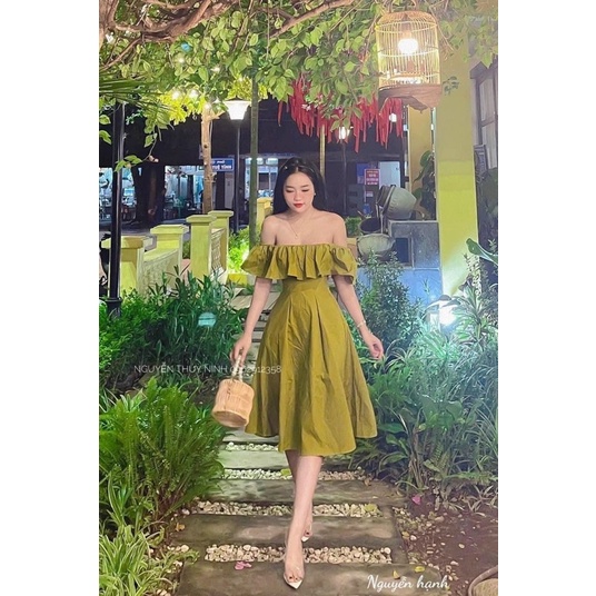 Đầm trễ vai tiểu thư bigsize 50-90kg