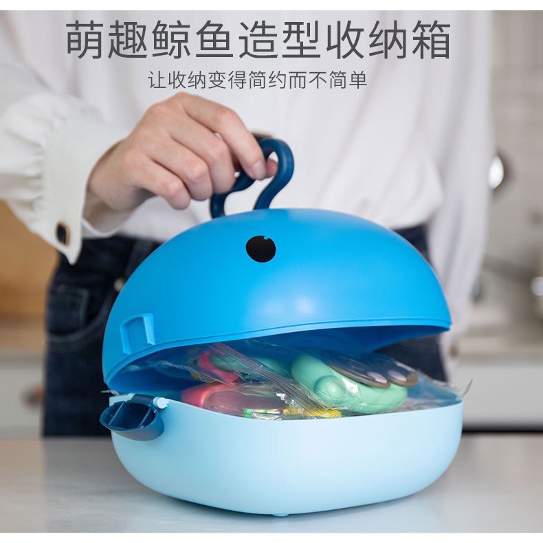 Xúc xắc gặm nướu lục lạc cá voi xanh cho bé làm từ nhựa ABS và silicon cao cấp nhiều màu sắc an toàn cho bé