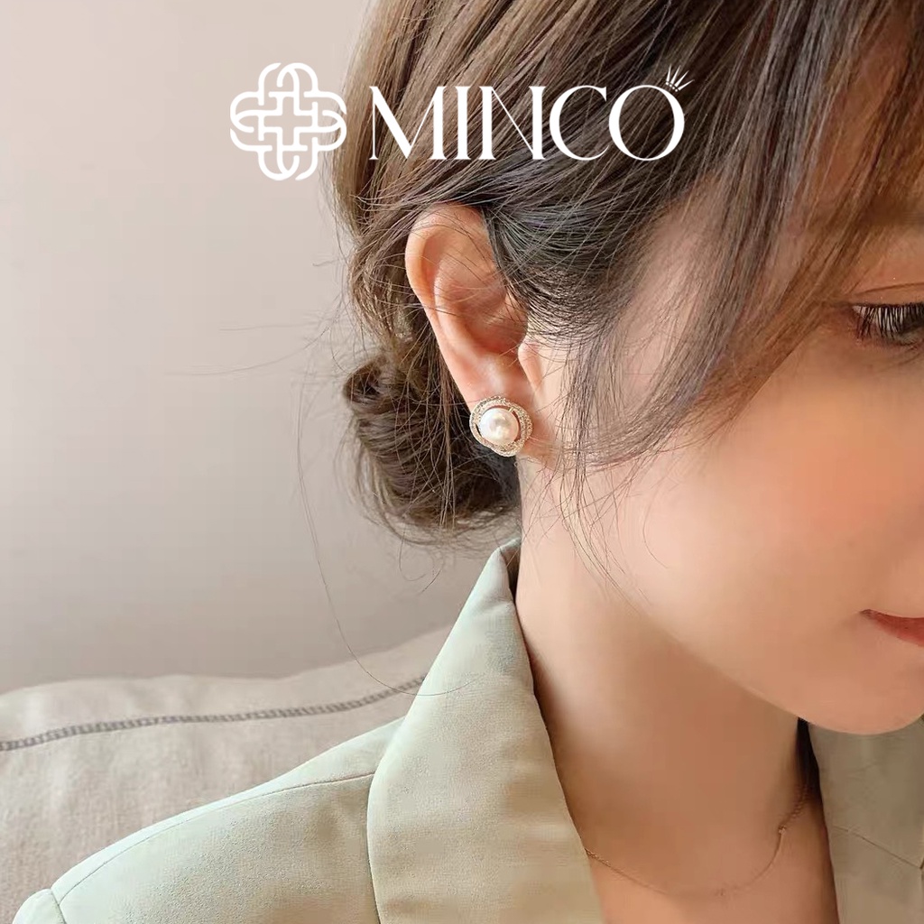 Bông tai nữ ngọc trai nhân tạo đính đá Minco Accessories phụ kiện hoa tai thời trang nữ đẹp BT315