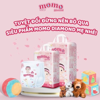 MUA 2 GIẢM 15K  Bỉm tã dán quần MOMO DIAMOND ORGANIC S64 M60 L54 XL50