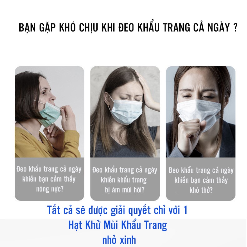 Hộp 100 Hạt Khử Mùi Khẩu Trang, Hạt Làm Thơm Khẩu Trang Khử Mùi Hôi Khẩu Trang và Tạo Hương Thơm Bạc Hà Mát Lạnh