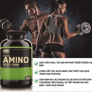 ON Optimum Nutrition Superior Amino 2222 Tabs -  Viên uống tăng cường cơ bắp và phục hồi năng lượng 320 viên