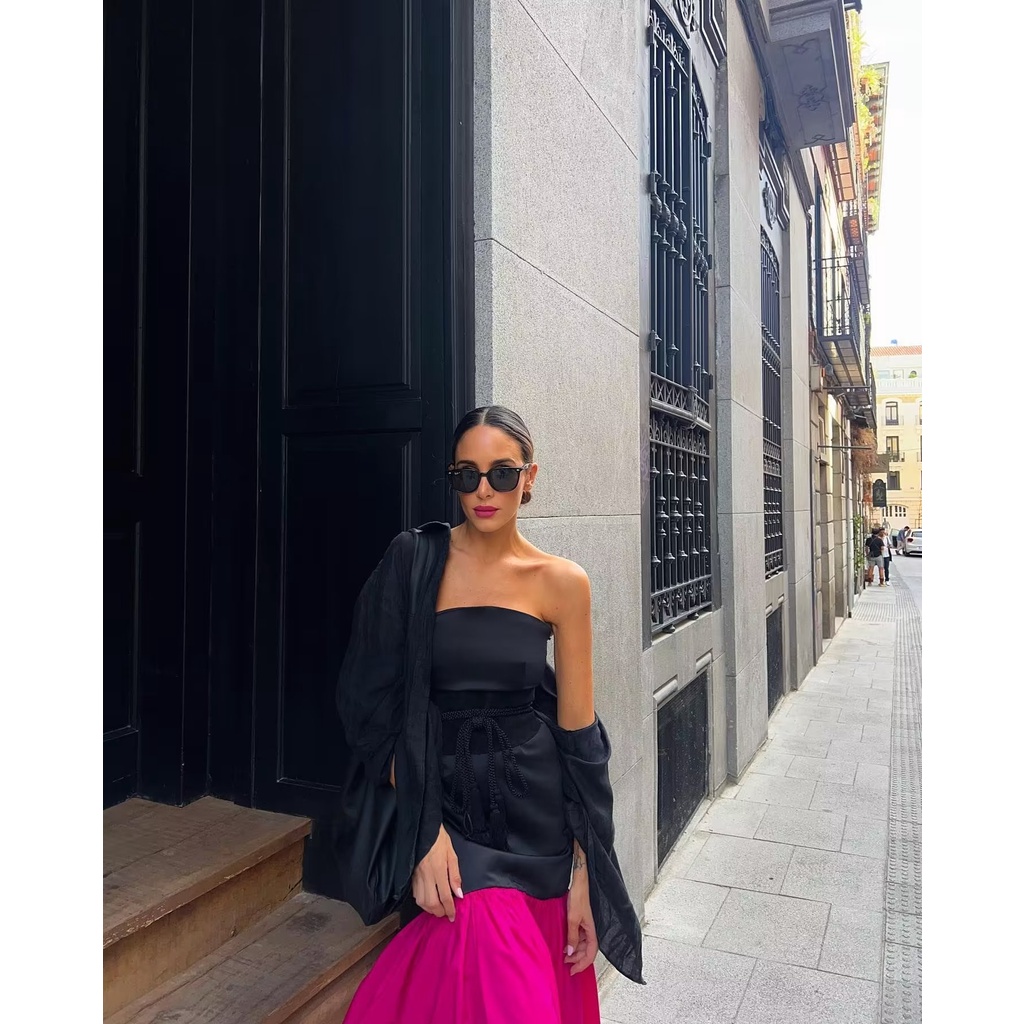 Đầm Dài Hở Vai Hóa Trang Phong Cách Pháp ZARA Dành Cho Nữ 0387184