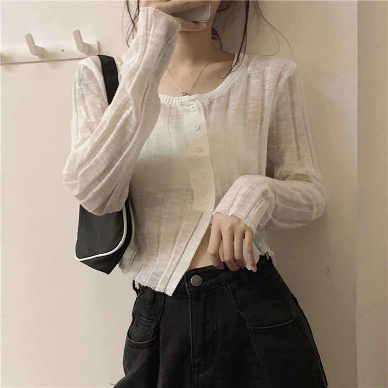 Áo khoác cardigan ZHELIHANGFEI tay dài dệt kim siêu mỏng nhẹ chống nắng thời trang mùa hè cho nữ