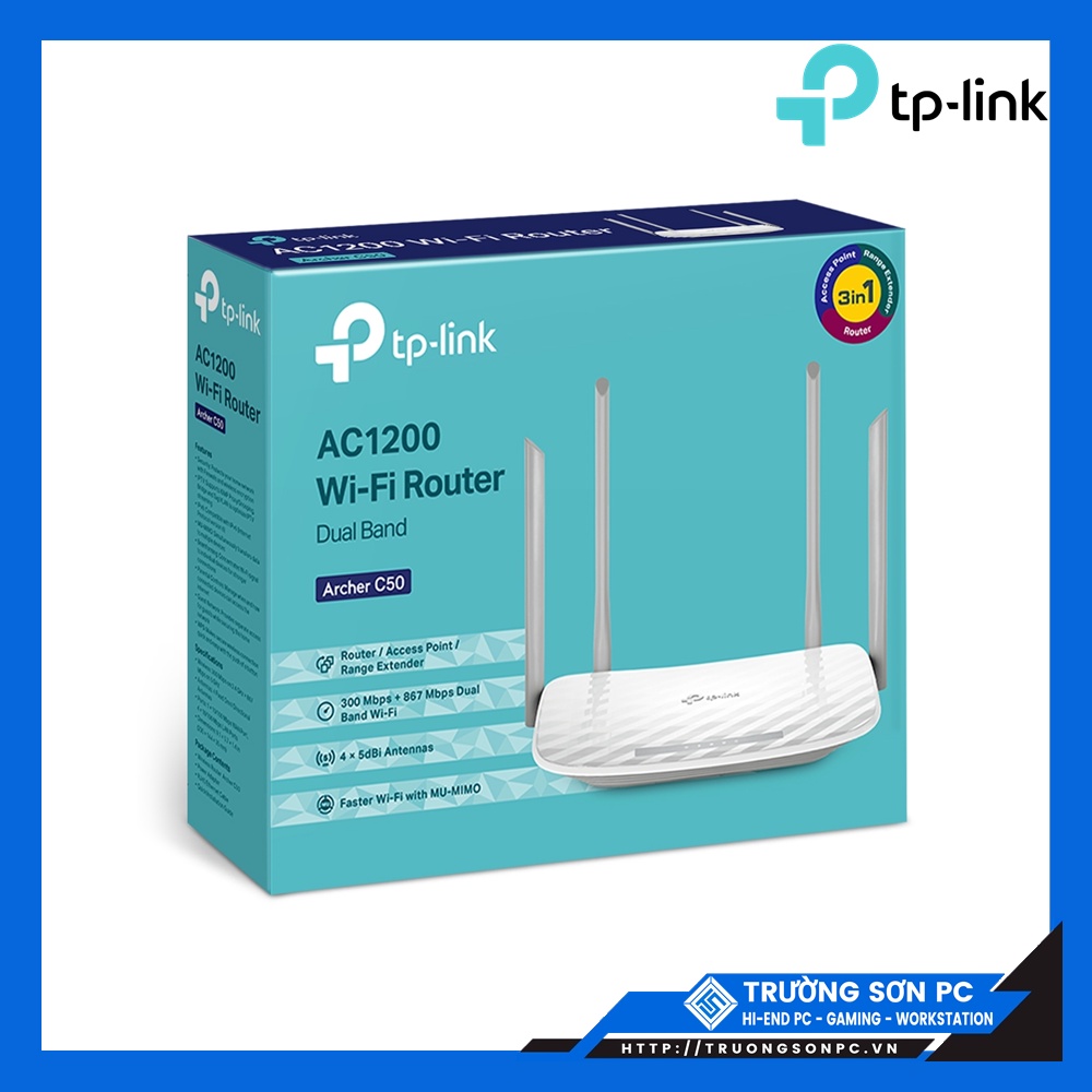 Bộ Phát Wifi TPLink Băng Tần Kép C50 AC1200 2 Dâu 300Mbps | Router Wifi 840N