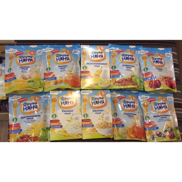 Combo 10 Bột ăn dặm Fruto Nga 200g ( 4 tháng, 5 tháng, 6 tháng)