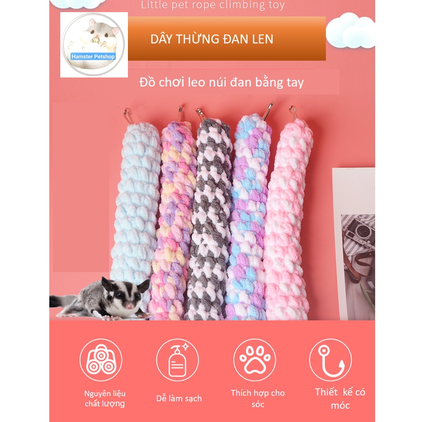 Đồ chơi dây thừng leo trèo treo lồng cho Sóc bay, Hamster, Sóc Bông, Sóc Đất...
