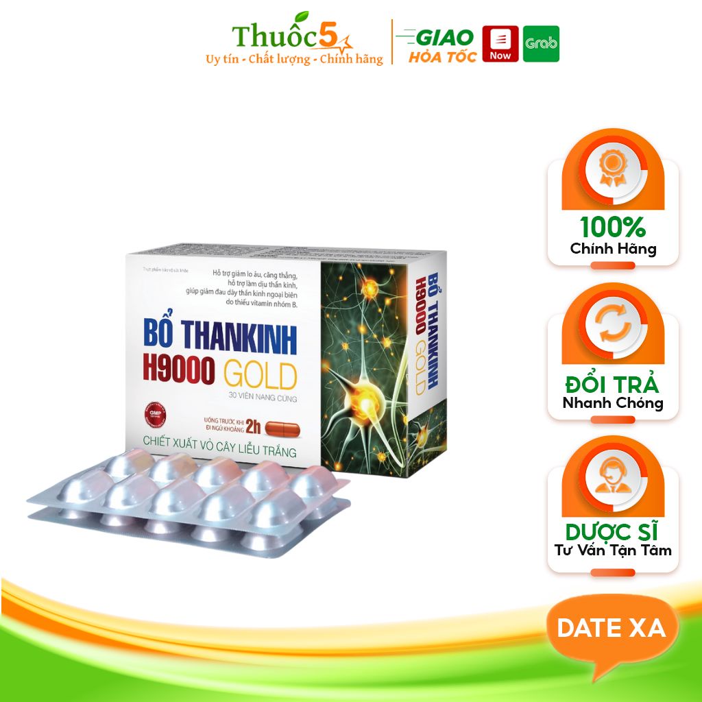 Viên Uống Bổ Thần Kinh H9000 Hỗ Trợ An Thần, Cải Thiện Hệ Thần Kinh Hộp 30 Viên