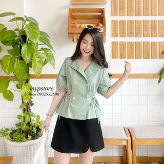 Áo bẻ bâu giả vest cột nơ 2 bên mypstore